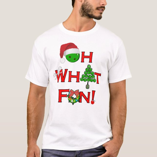Camiseta Pickleball de Natal Oh Que Divertido (Frente)