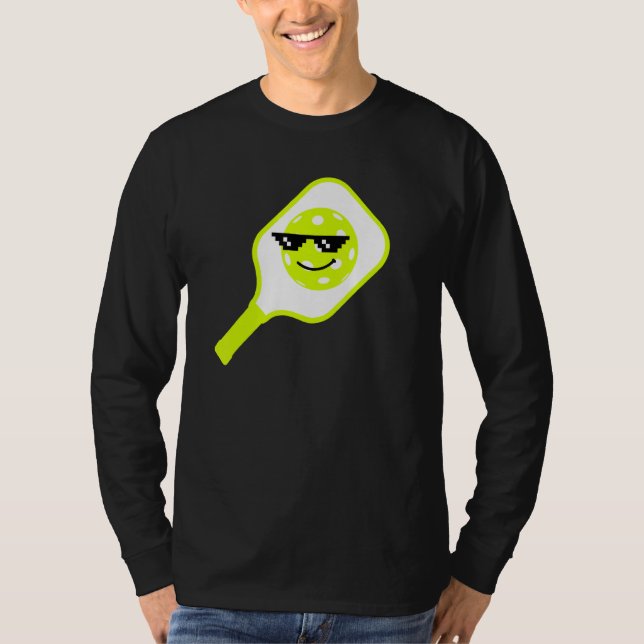 Camiseta Pickleball De Pixel De 8 Bits Com Óculos De Sol (Frente)