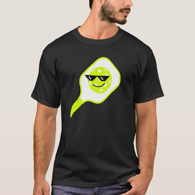 Camiseta Pickleball De Pixel De 8 Bits Com Óculos De Sol (Frente)