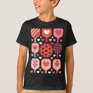 Camiseta Pickleball dia dos namorados coração engraçado pad