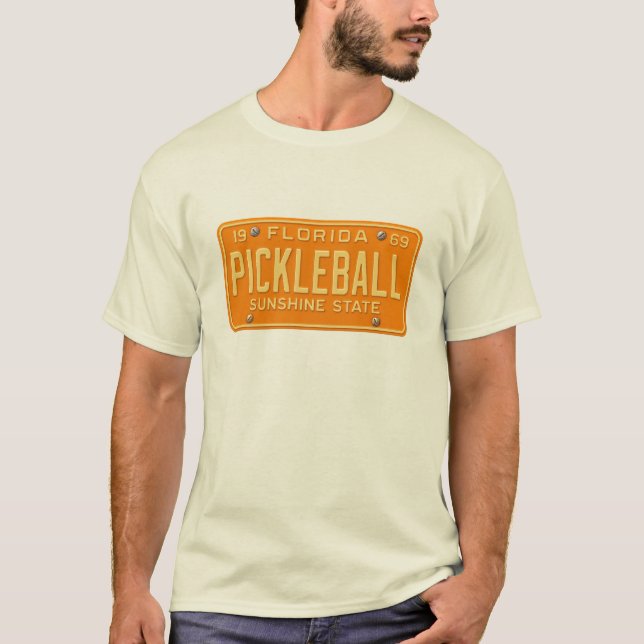 Camiseta Pickleball Fanatic - Retro Florida License Plate (Frente)