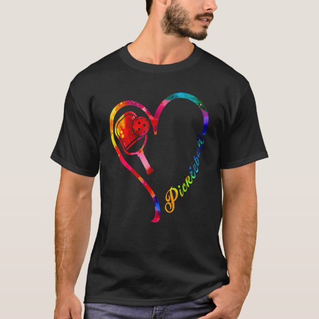 Camiseta Pickleball Heart I Love Pickleball Tie Dye For Man (Frente)