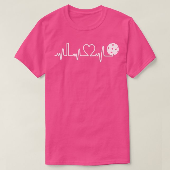 Camiseta Pickleball Heartbeat I Love Pickleball  (Frente do Design)