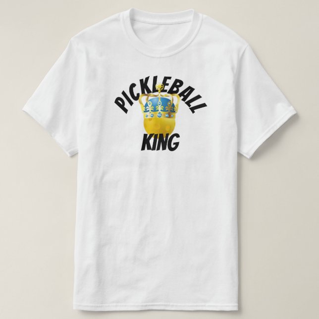 Camiseta Pickleball King, Pickleball Amarelo Vestindo uma C (Frente do Design)