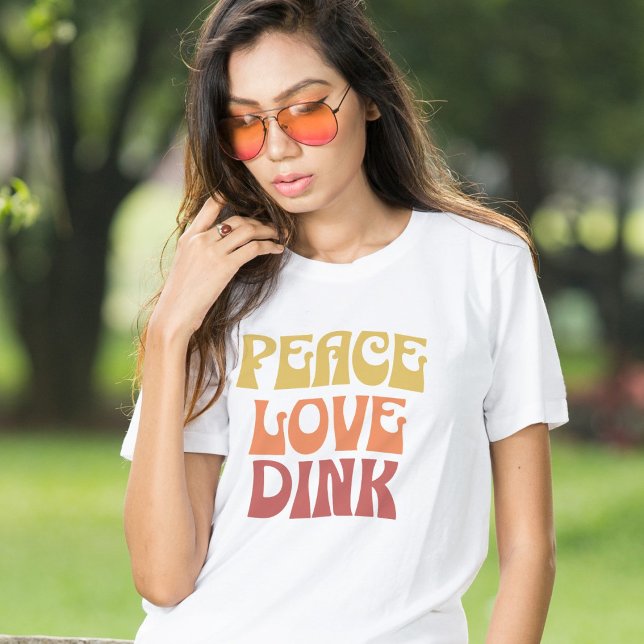 Camiseta Pickleball lança beija-flor-rosa com amor para a p (Criador carregado)