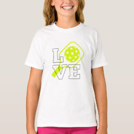Camiseta Pickleball Love - Neon Paddle e Ball Design