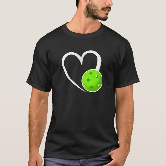Camiseta Pickleball Love White Heart Gree Pickleball (Frente)