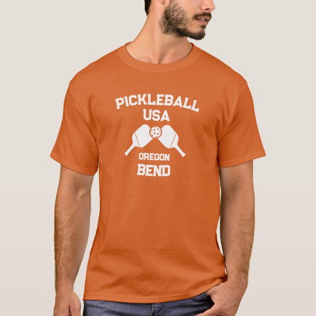 Camiseta Pickleball Paddle & Ball Bend Oregon EUA Personali (Frente)
