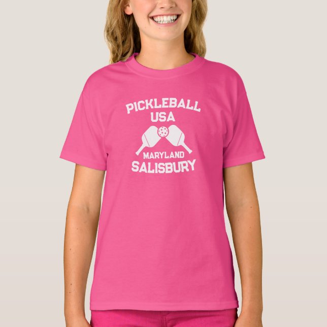 Camiseta Pickleball Paddle & Ball Salisbury Maryland Person (Frente)