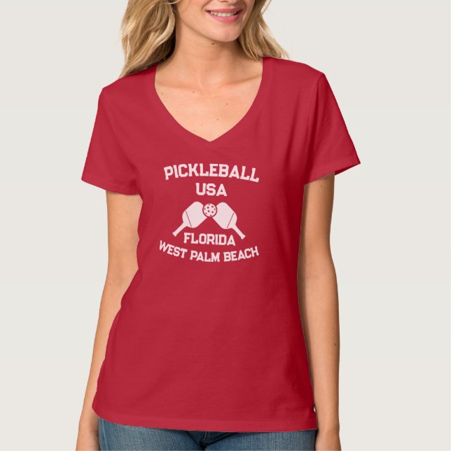 Camiseta Pickleball Paddle Ball West Palm Beach EUA Persona (Frente)