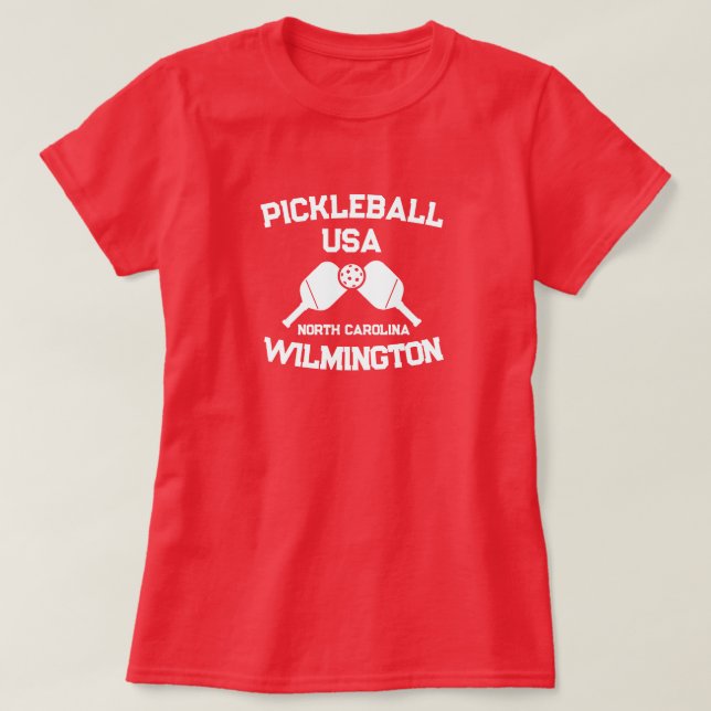 Camiseta Pickleball Paddle Ball Wilmington NC EUA Personali (Frente do Design)