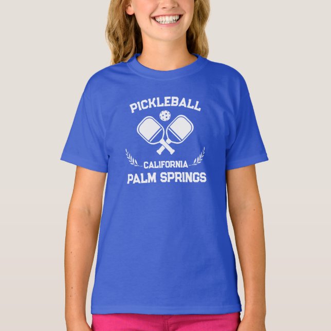Camiseta Pickleball Paddle Palm Primaveras Califórnia Perso (Frente)