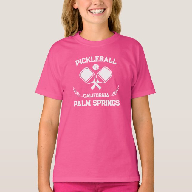 Camiseta Pickleball Paddle Palm Primaveras Califórnia Perso (Frente)