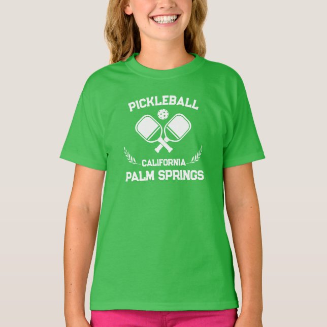 Camiseta Pickleball Paddle Palm Primaveras Califórnia Perso (Frente)