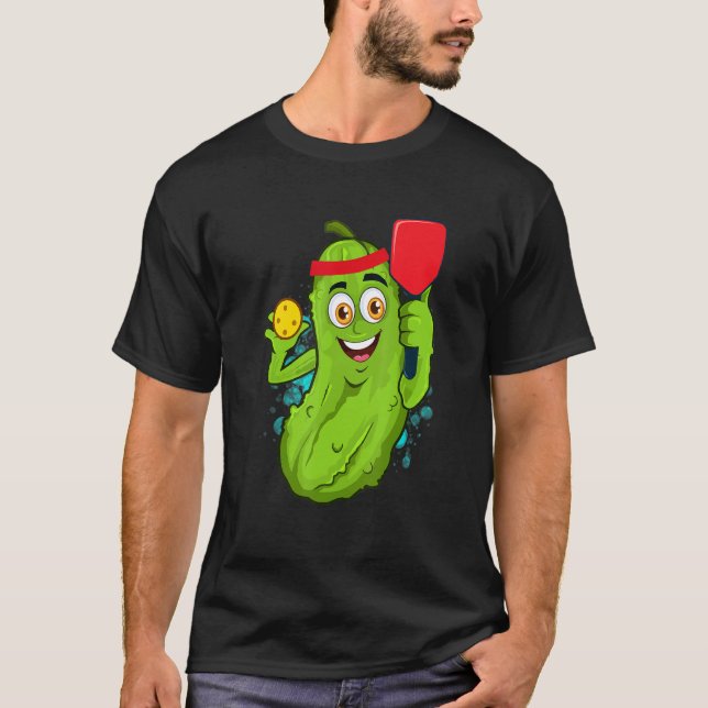 Camiseta Pickleball Pickle Paddle  Cucumber Player Vegan (Frente)