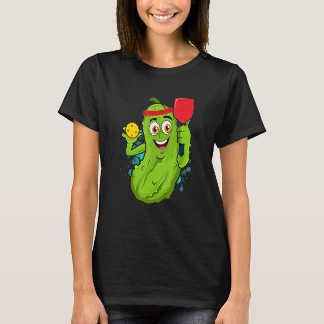 Camiseta Pickleball Pickle Paddle  Cucumber Player Vegan (Frente)