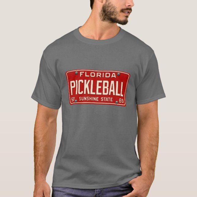Camiseta Pickleball Player Fan Retro Florida License Plate (Frente)