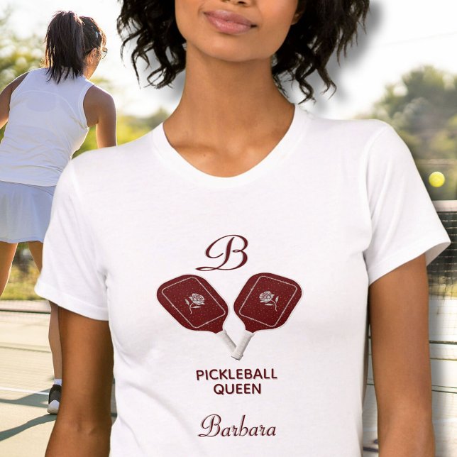 Camiseta Pickleball Queen Name Monograma Bella+Canvas (Criador carregado)