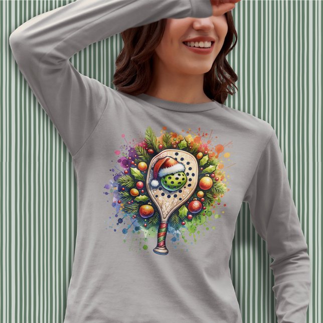 Camiseta Pickleball Santa Hat Pine Holly Sai (Criador carregado)