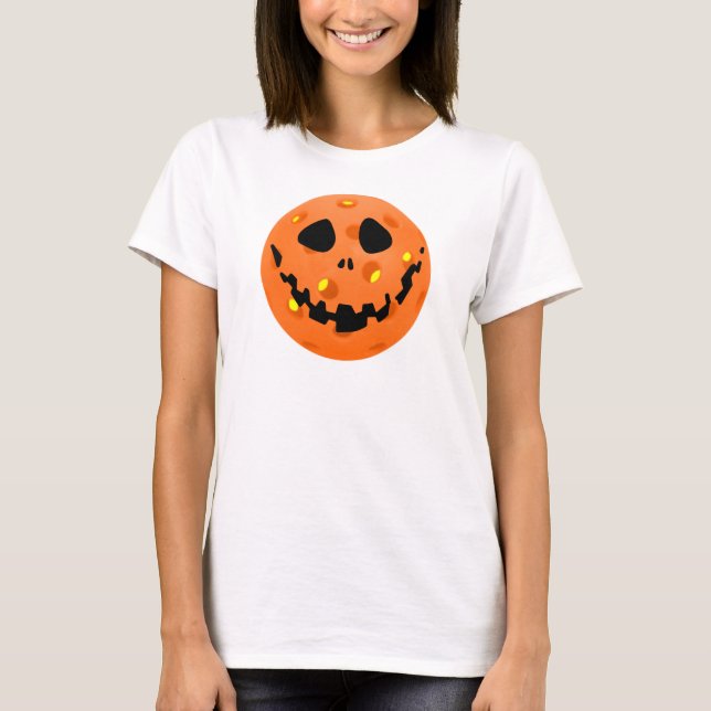 Camiseta Pickleball Skeleton Jack-o'-Lanterna (Frente)