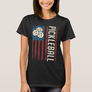Camiseta Pickleball Sport Slogan Vintage USA Flag Pic Men