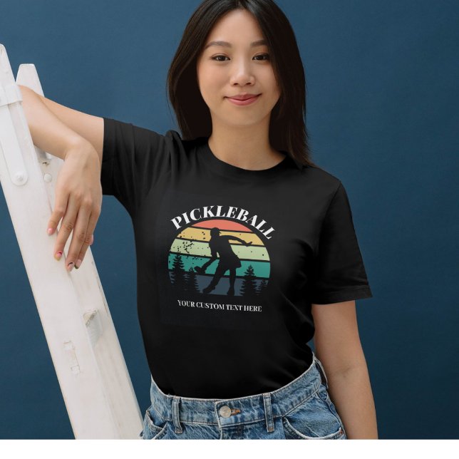 Camiseta Pickleball Sunset Cool Retro Vintage Custom Text  (Criador carregado)