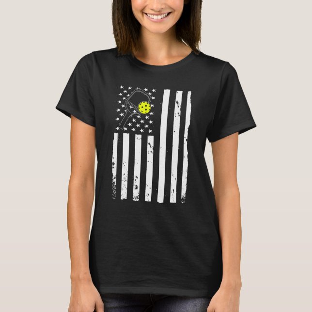 Camiseta Pickleball Team EUA Flag (Frente)