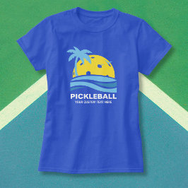 Camiseta Pickleball Tropical Palm Tree Sun Seu Texto Person