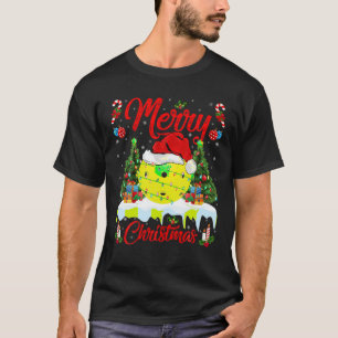 Camiseta Pickleball Ugly Sweater de Árvore Feliz de Natal