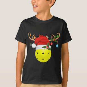 Camiseta Pickleball Xmas Gift Reindeer Santa Hat