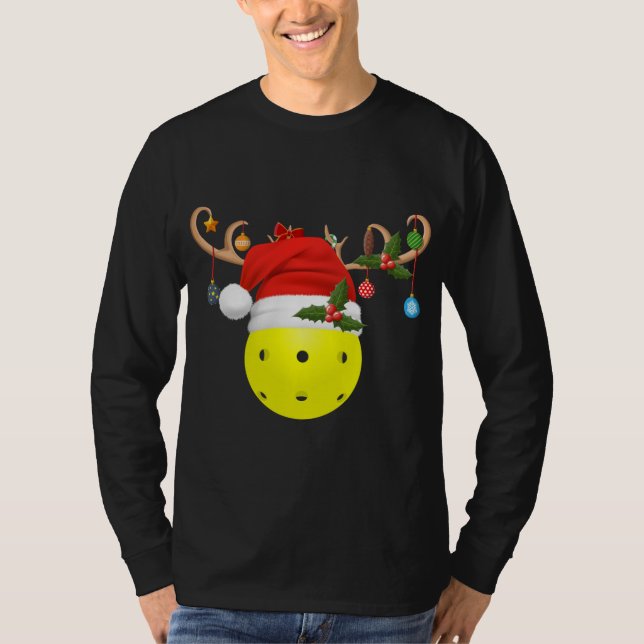Camiseta Pickleball Xmas Gift Reindeer Santa Hat (Frente)