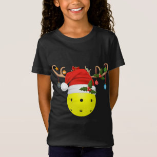 Camiseta Pickleball Xmas Gift Reindeer Santa Hat