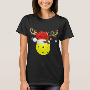 Camiseta Pickleball Xmas Gift Reindeer Santa Hat