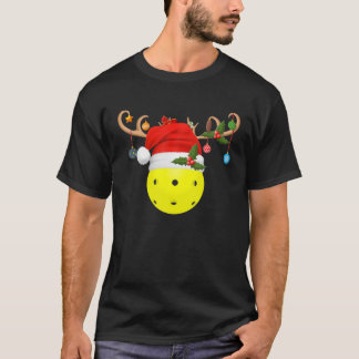 Camiseta Pickleball Xmas Gift Reindeer Santa Hat Pickleball