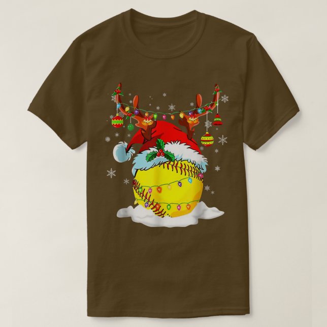 Camiseta Pickleball Xmas Reindeer Santa Hat Pickleball Chri (Frente do Design)