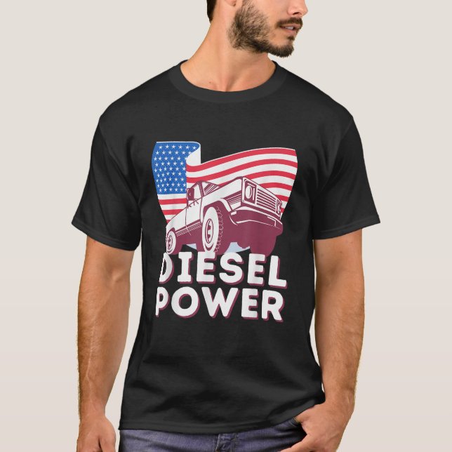 Camiseta Pickup Mecânico diesel de bandeira americana (Frente)