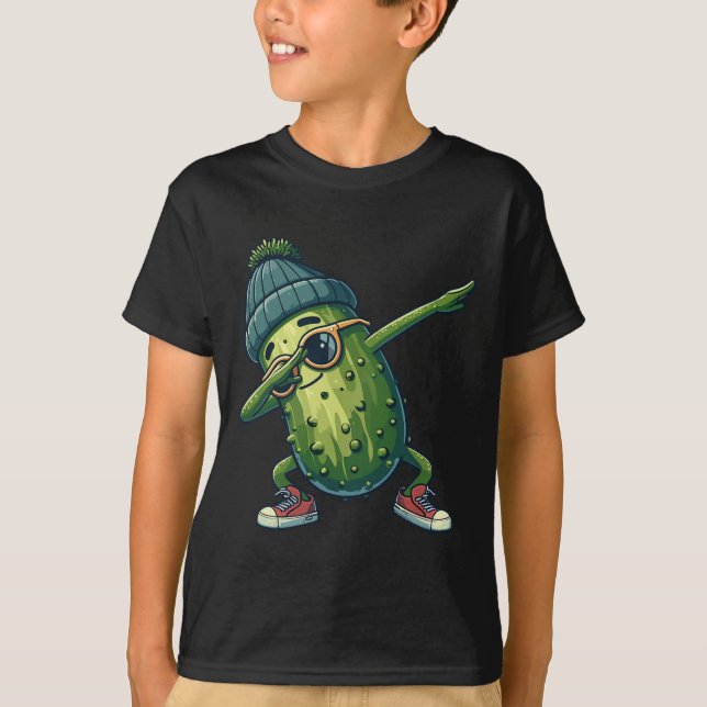 Camiseta Picle Cucumber Engraçado Dabbing no Dia Nacional d (Frente)