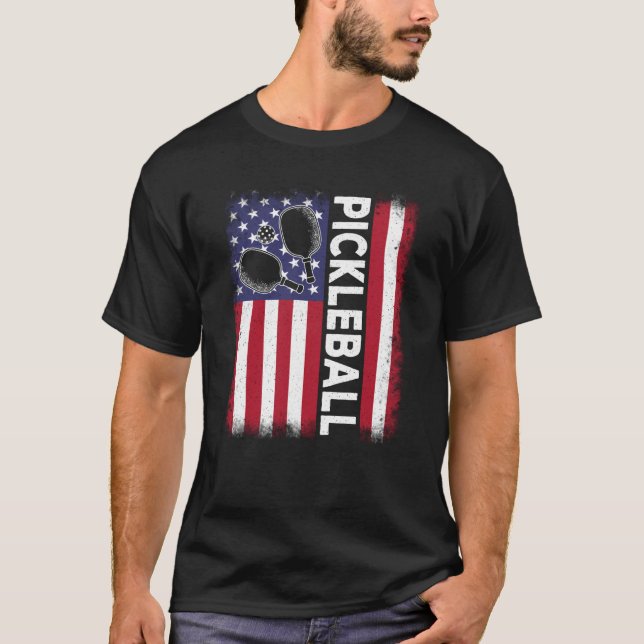 Camiseta Picleball American Flag Pickleball Vintage (Frente)