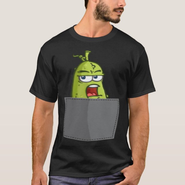 Camiseta Picles Bolsinho Falso Comida Vegana Pepino (Frente)