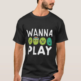 Camiseta Picles de Cartoon Bonito Quer Jogar Pickleball