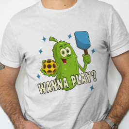 Camiseta Picles de Cartoon Bonito Quer Jogar Pickleball