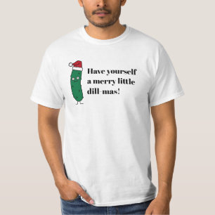 Camiseta Picles de Dill Natalício usando um Chapéu de Papai