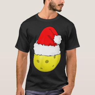 Camiseta Picles de Natal pickleball chapéu de Papai Noel en