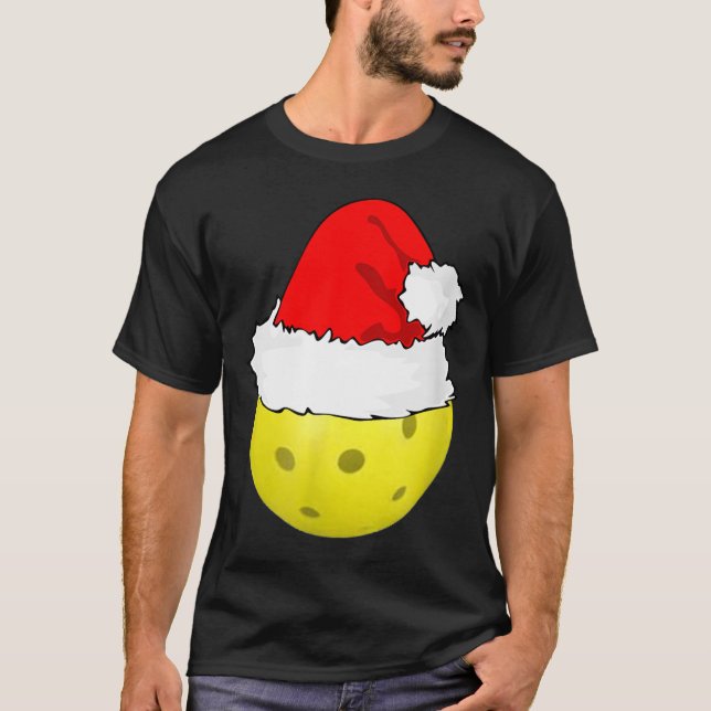 Camiseta Picles de Natal pickleball chapéu de Papai Noel en (Frente)