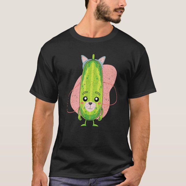 Camiseta Picles De Picles De Gato De Gato Cinto Picles Vege (Frente)