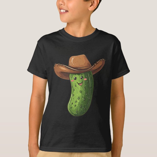 Camiseta Picles De Sorriso Na Costume De Chapéu De Cowboy O (Frente)