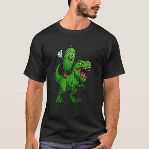 Camiseta Picles Engraçado Dinossauro Trex Pepino Vegan Meni