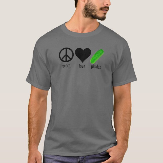 Camiseta Picles Engraçado Meme Peace Love Pickles (Frente)