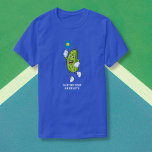 Camiseta Picles Engraçado Reproduzindo Texto Personalizado<br><div class="desc">A camisa perfeita para um fanático de picleball. Design apresenta um picles jogando picleball. Adicionar texto personalizado para personalizar ou excluir.</div>