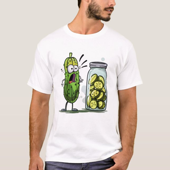 Camiseta Picles Engraçados Surpreendem Um Pepino E Um Jar D (Frente)